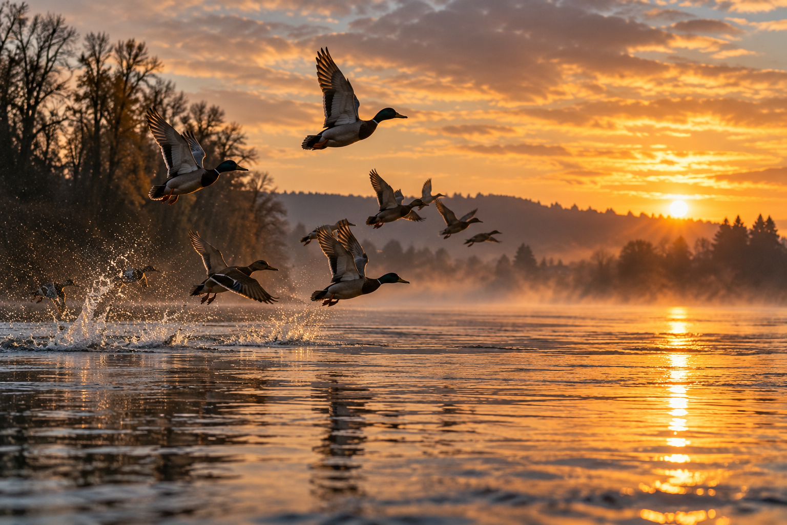 Hunter in a marsh at dawn during duck season in Oregon